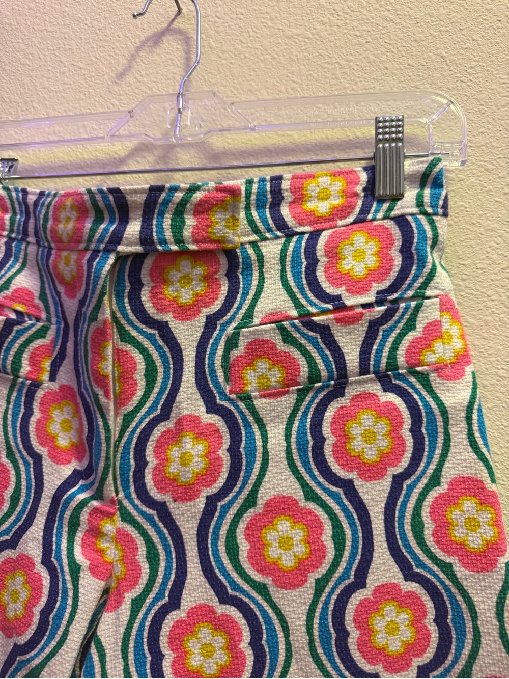 Trina Turk Lulu pants featuring a vibrant, multicolored floral and wavy pattern - Picture 2 of 10